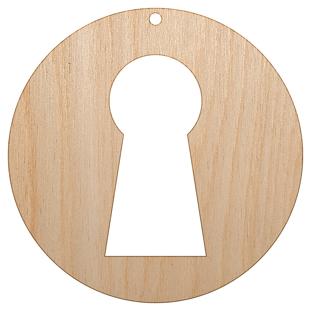 Keyhole Symbol Unfinished Craft Wood Holiday Christmas Tree DIY Pre-Drilled Ornament