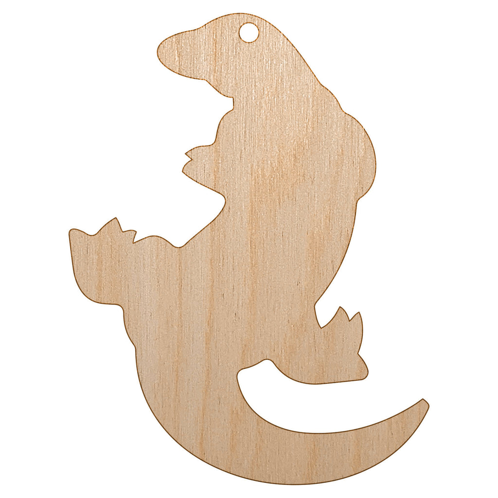 Komodo Dragon Solid Unfinished Craft Wood Holiday Christmas Tree DIY Pre-Drilled Ornament