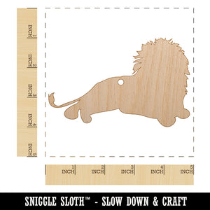 Lion Resting Solid Unfinished Craft Wood Holiday Christmas Tree DIY Pre-Drilled Ornament