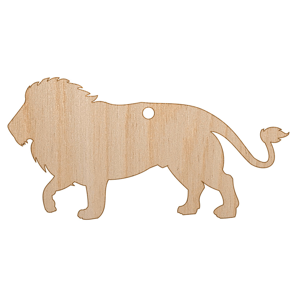 Lion Solid Unfinished Craft Wood Holiday Christmas Tree DIY Pre-Drilled Ornament