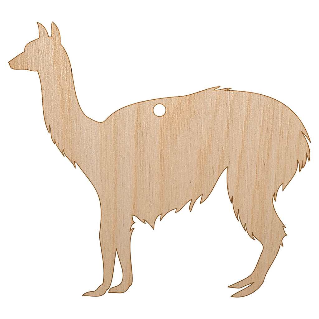 Llama Solid Unfinished Craft Wood Holiday Christmas Tree DIY Pre-Drilled Ornament