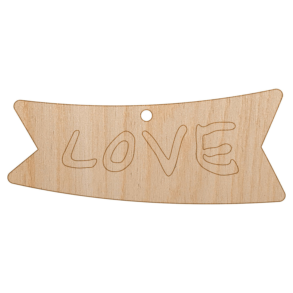 Love Banner Unfinished Craft Wood Holiday Christmas Tree DIY Pre-Drilled Ornament