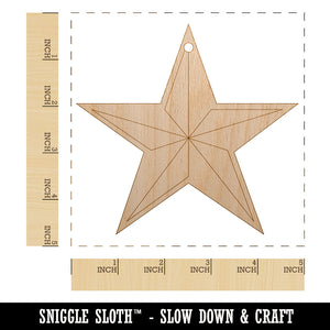 Nautical Star Unfinished Craft Wood Holiday Christmas Tree DIY Pre-Drilled Ornament