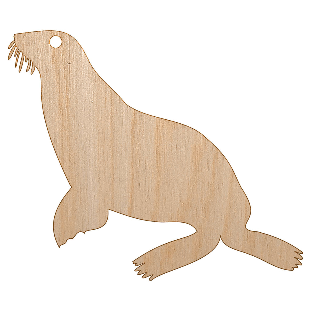 Sea Lion Solid Unfinished Craft Wood Holiday Christmas Tree DIY Pre-Drilled Ornament