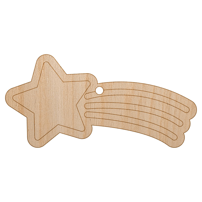 Shooting Star Unfinished Craft Wood Holiday Christmas Tree DIY Pre-Drilled Ornament