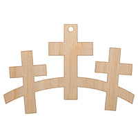 Three Crosses Unfinished Craft Wood Holiday Christmas Tree DIY Pre-Drilled Ornament