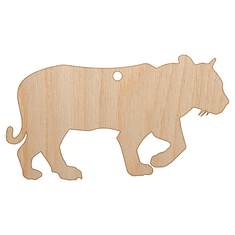 Tiger Walking Solid Unfinished Craft Wood Holiday Christmas Tree DIY Pre-Drilled Ornament