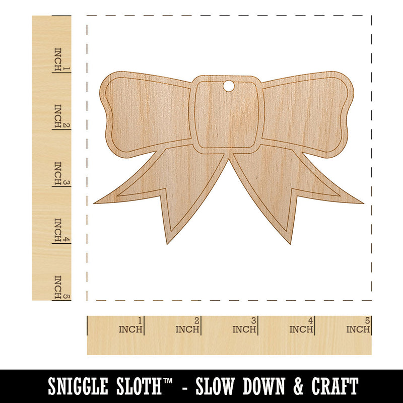 Bow Ribbon Outline Unfinished Craft Wood Holiday Christmas Tree DIY Pre-Drilled Ornament
