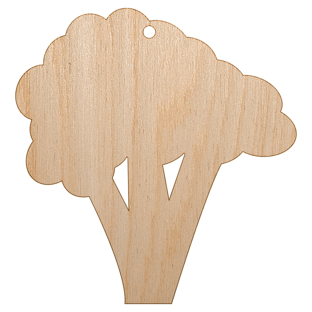 Broccoli Vegetable Solid Unfinished Craft Wood Holiday Christmas Tree DIY Pre-Drilled Ornament