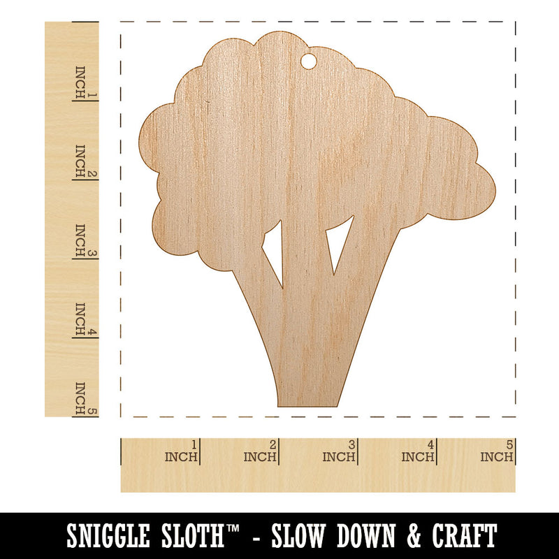 Broccoli Vegetable Solid Unfinished Craft Wood Holiday Christmas Tree DIY Pre-Drilled Ornament