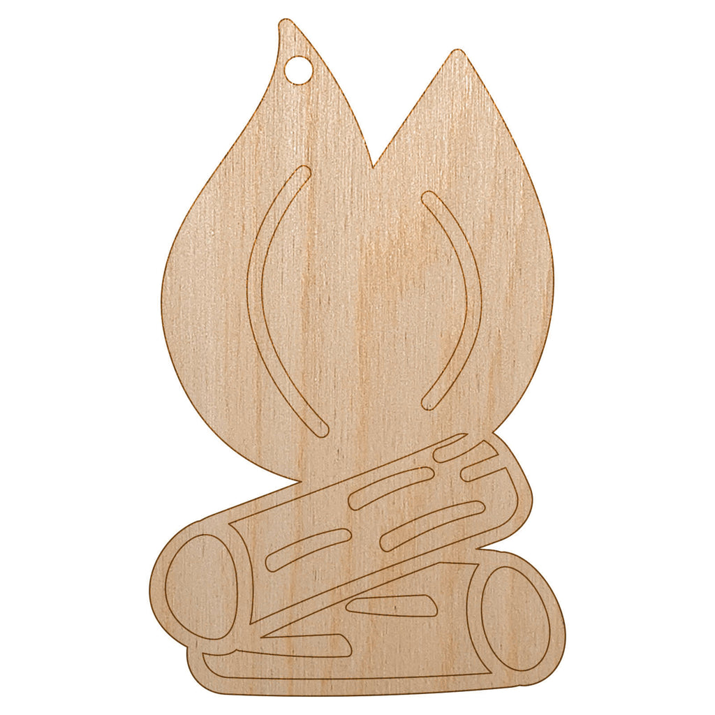 Camp Fire Doodle Unfinished Craft Wood Holiday Christmas Tree DIY Pre-Drilled Ornament