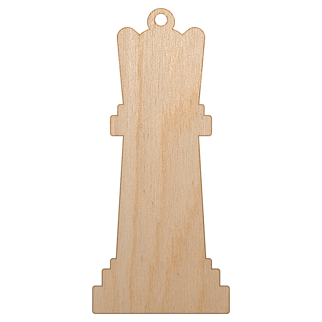 Chess Queen Piece Unfinished Craft Wood Holiday Christmas Tree DIY Pre-Drilled Ornament