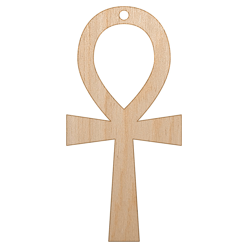 Coptic Cross Ankh Egyptian Hieroglyphic Unfinished Craft Wood Holiday Christmas Tree DIY Pre-Drilled Ornament