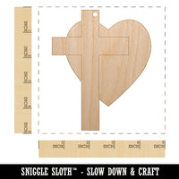 Cross and Heart Love Christian Unfinished Craft Wood Holiday Christmas Tree DIY Pre-Drilled Ornament