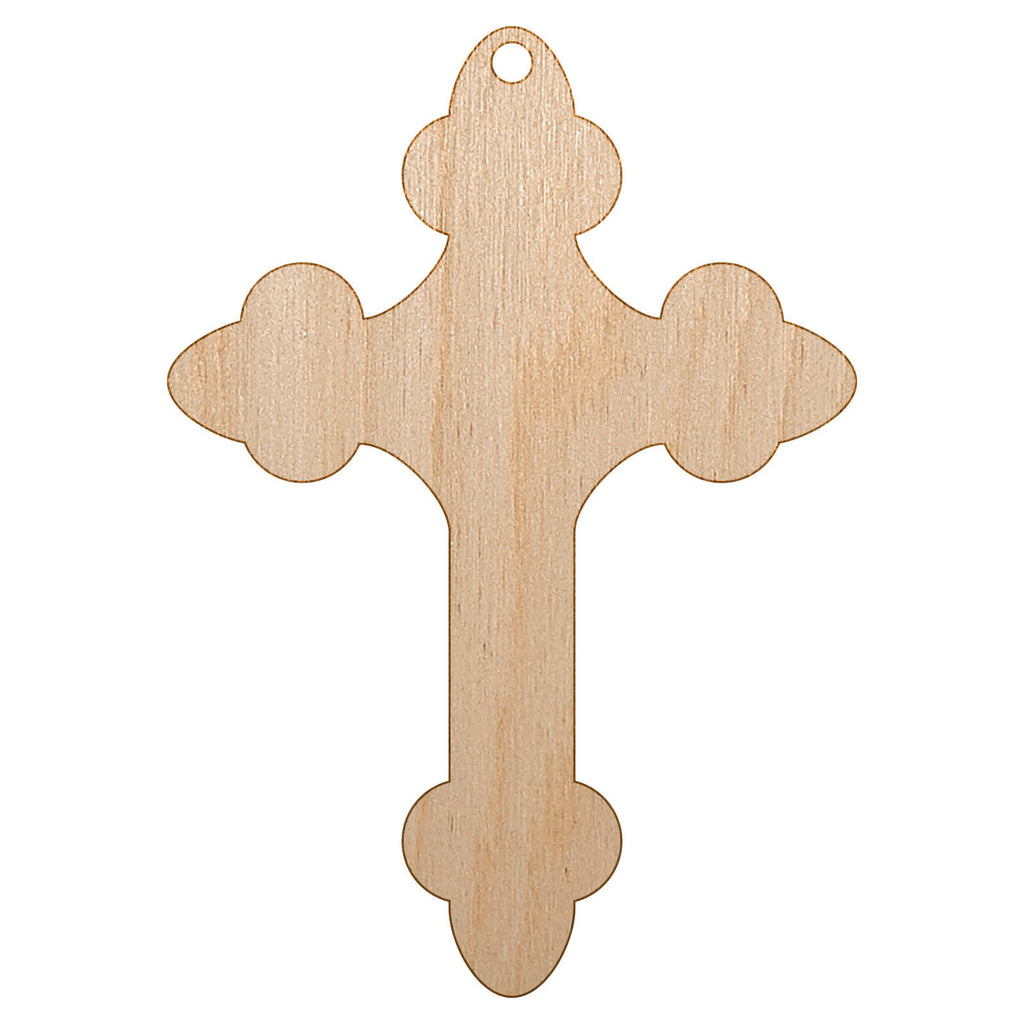Cross Doodle Christian Unfinished Craft Wood Holiday Christmas Tree DIY Pre-Drilled Ornament