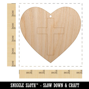 Cross in Heart Christian Unfinished Craft Wood Holiday Christmas Tree DIY Pre-Drilled Ornament