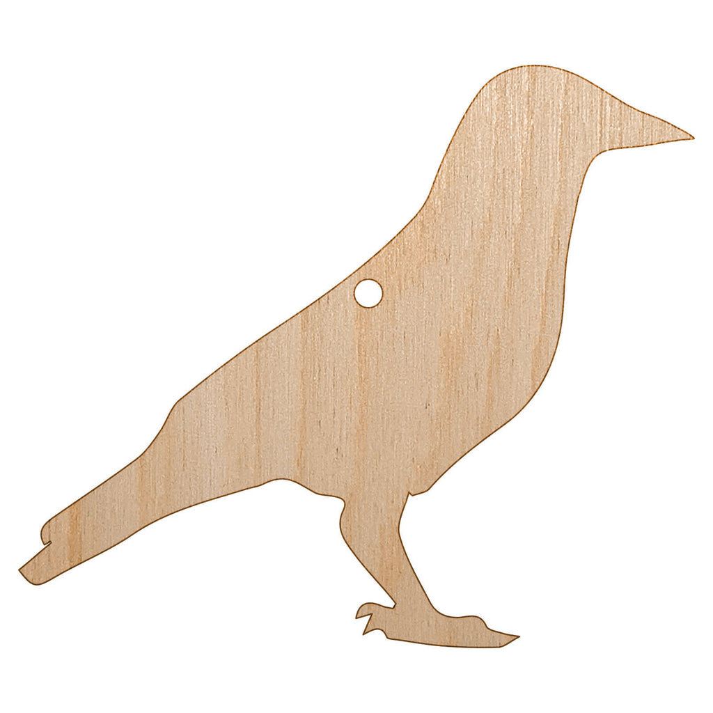Crow Solid Unfinished Craft Wood Holiday Christmas Tree DIY Pre-Drilled Ornament