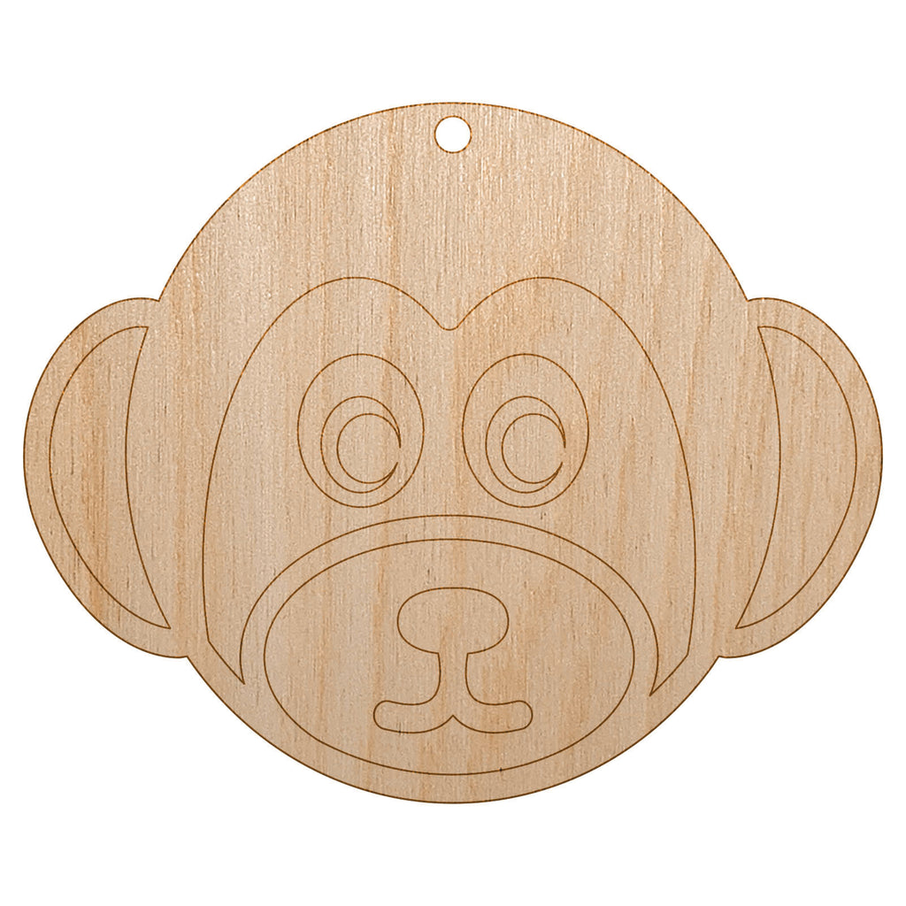 Cute Monkey Face Unfinished Craft Wood Holiday Christmas Tree DIY Pre-Drilled Ornament