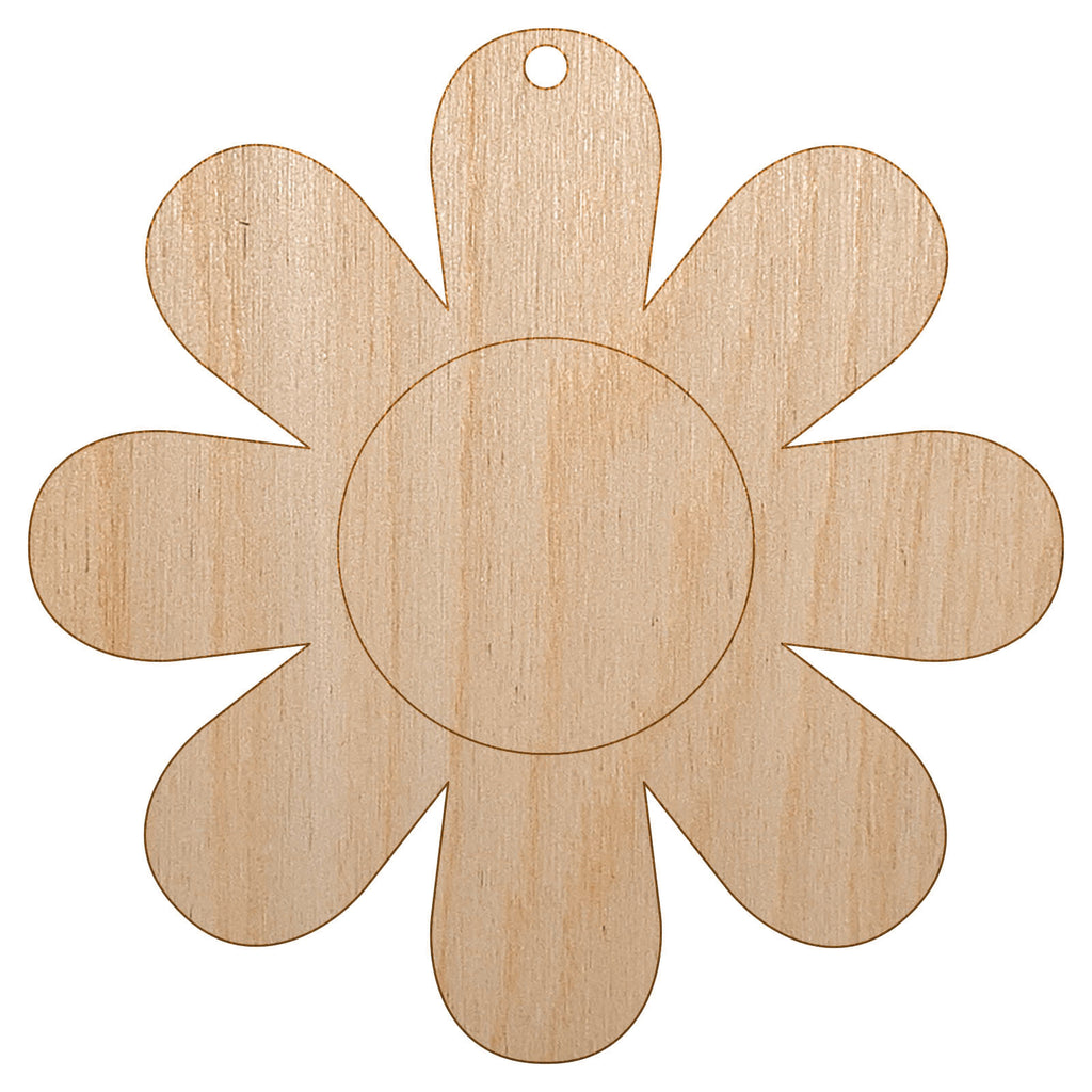 Daisy Flower Unfinished Craft Wood Holiday Christmas Tree DIY Pre-Drilled Ornament