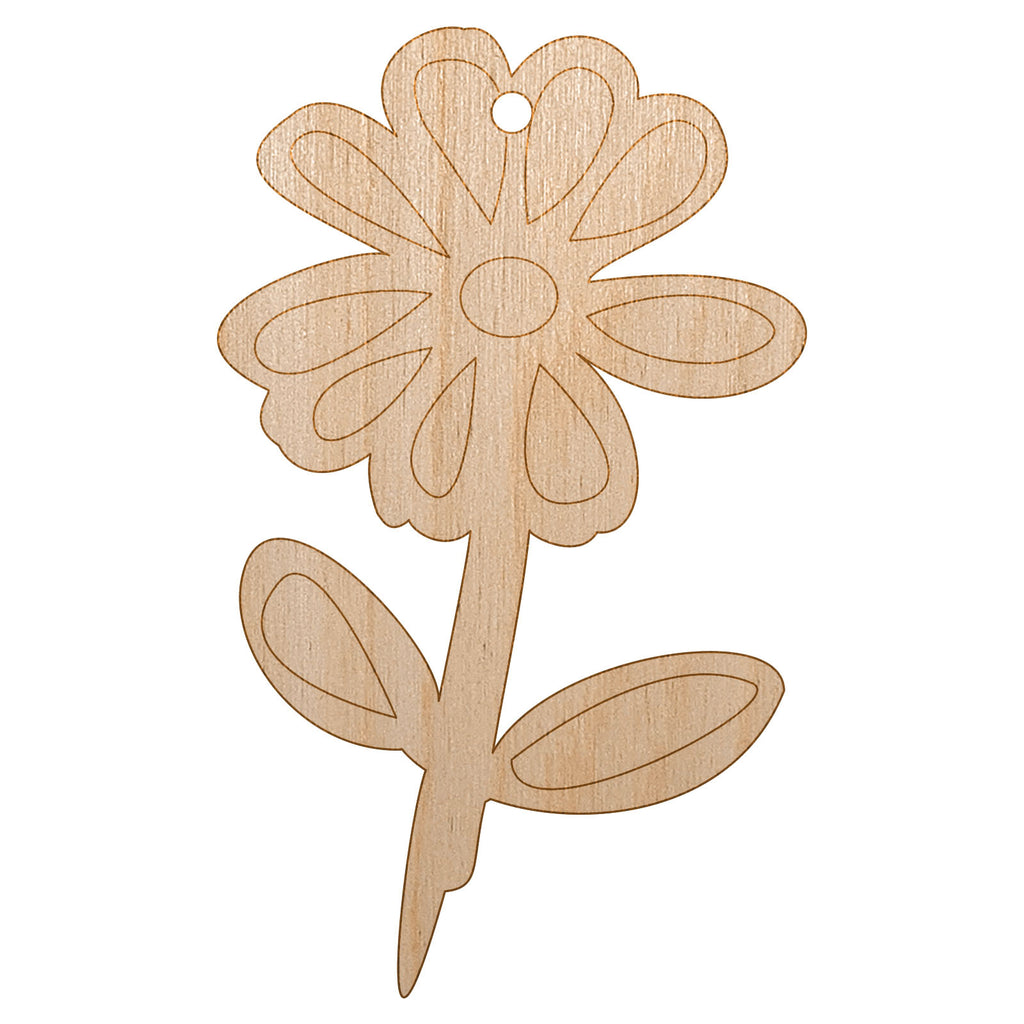 Daisy Flower Sketch Unfinished Craft Wood Holiday Christmas Tree DIY Pre-Drilled Ornament