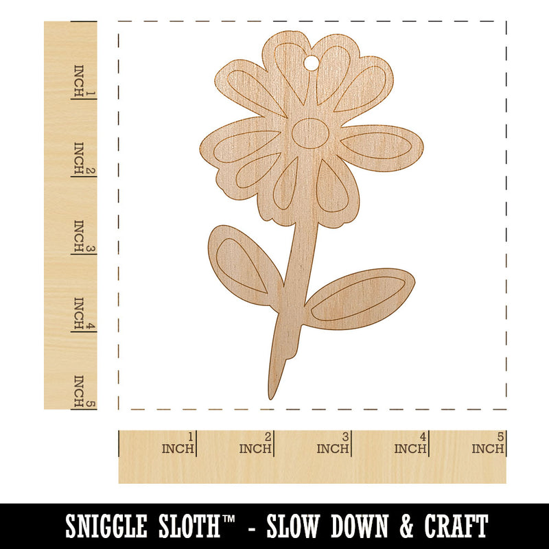 Daisy Flower Sketch Unfinished Craft Wood Holiday Christmas Tree DIY Pre-Drilled Ornament