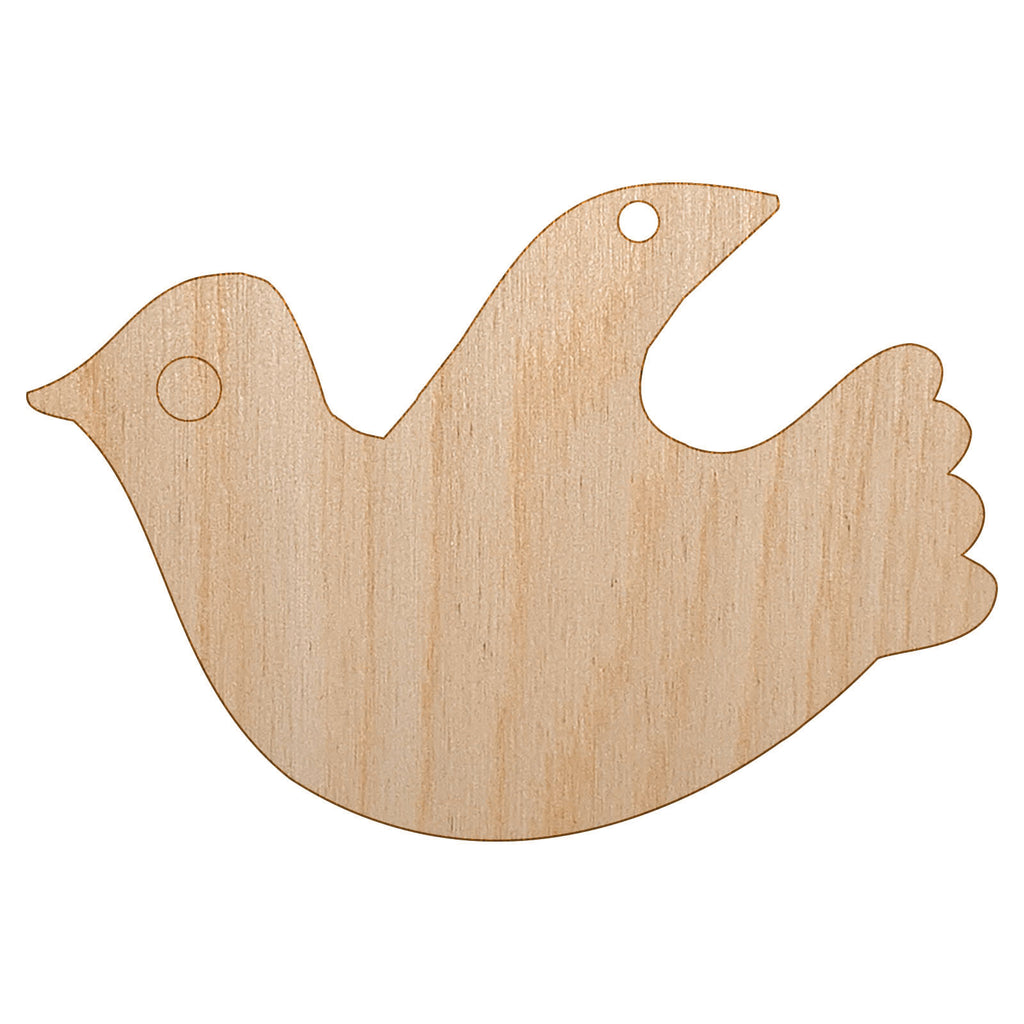 Darling Dove Sketch Unfinished Craft Wood Holiday Christmas Tree DIY Pre-Drilled Ornament