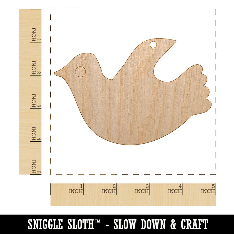 Darling Dove Sketch Unfinished Craft Wood Holiday Christmas Tree DIY Pre-Drilled Ornament