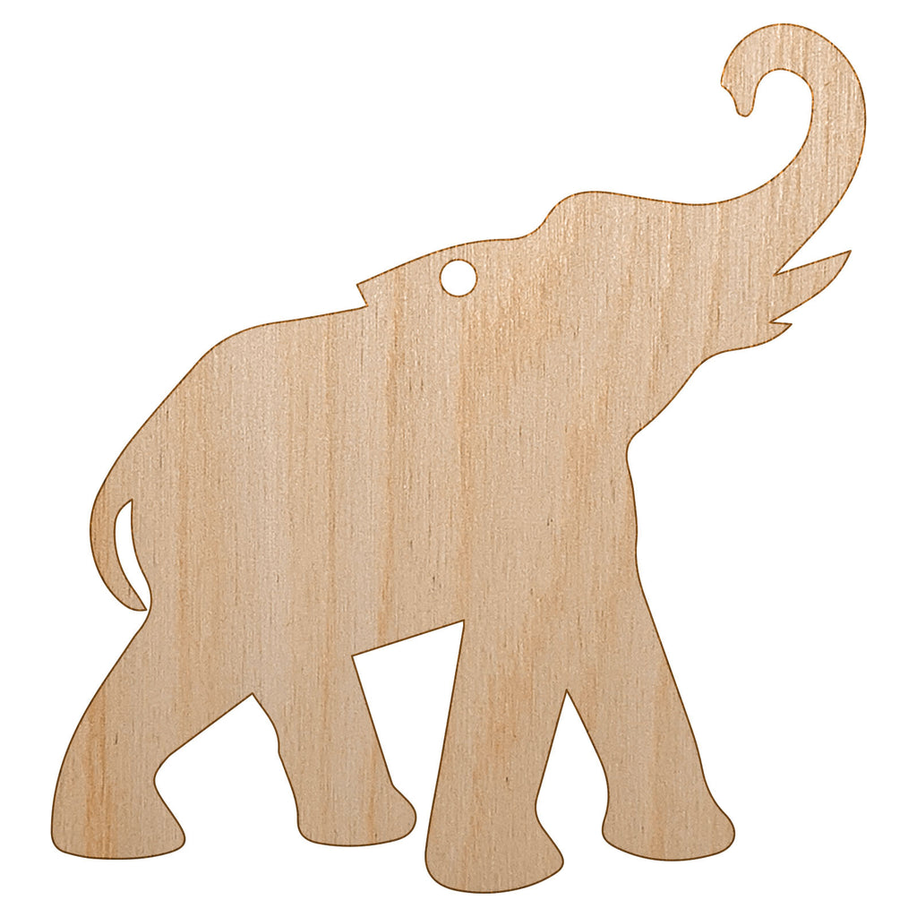 Elephant Trumpeting Solid Unfinished Craft Wood Holiday Christmas Tree DIY Pre-Drilled Ornament
