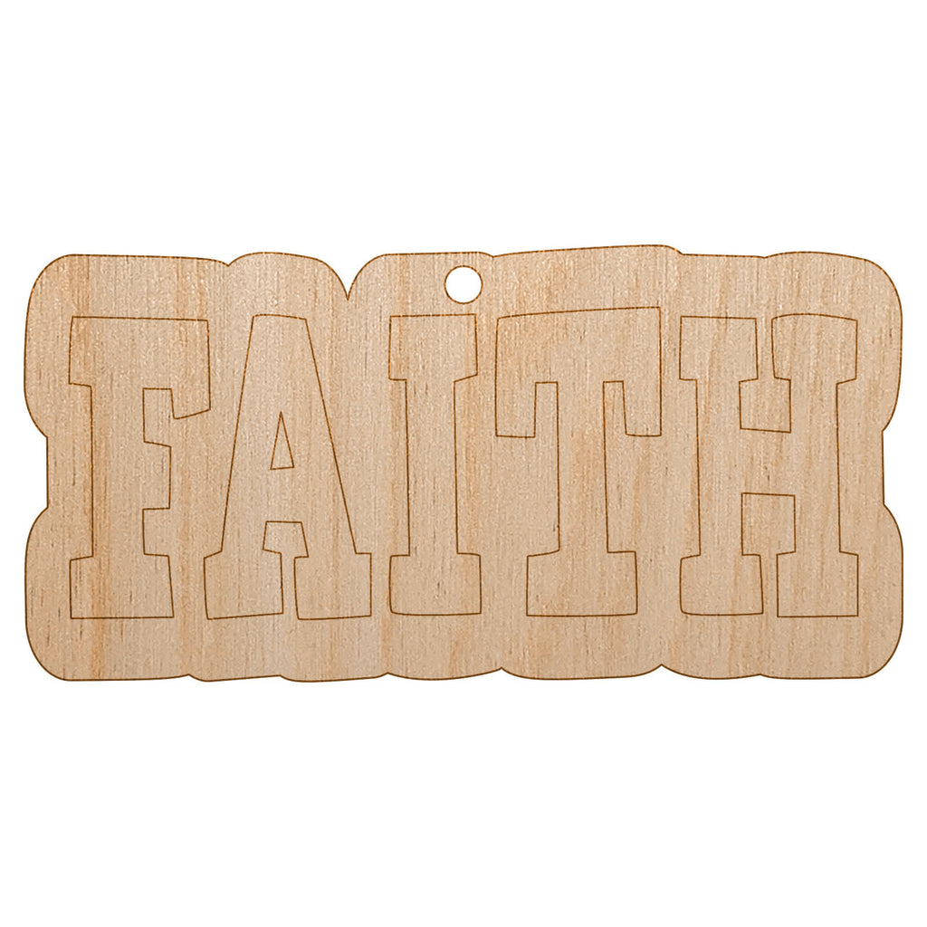 Faith Fun Text Unfinished Craft Wood Holiday Christmas Tree DIY Pre-Drilled Ornament