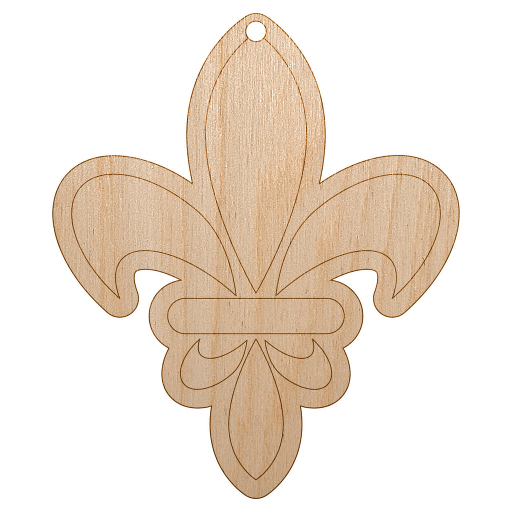 Fleur De Lis French Mardi Gras Elegant Unfinished Craft Wood Holiday Christmas Tree DIY Pre-Drilled Ornament