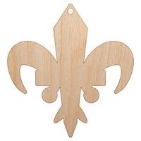 Fleur De Lis French Mardi Gras Solid Unfinished Craft Wood Holiday Christmas Tree DIY Pre-Drilled Ornament