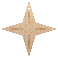 Four Point Ninja Star Unfinished Craft Wood Holiday Christmas Tree DIY Pre-Drilled Ornament