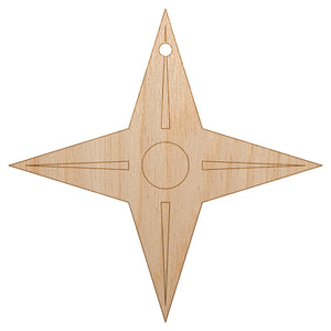 Four Point Ninja Star Unfinished Craft Wood Holiday Christmas Tree DIY Pre-Drilled Ornament