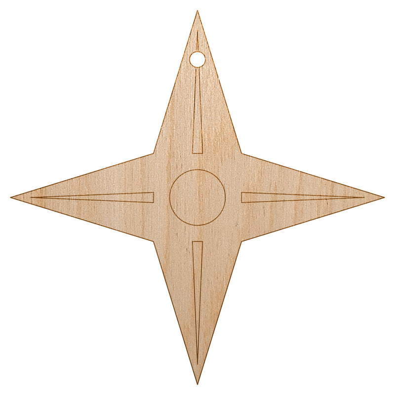Four Point Ninja Star Unfinished Craft Wood Holiday Christmas Tree DIY Pre-Drilled Ornament