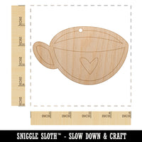 Fun Cup of Tea Coffee with Heart Unfinished Craft Wood Holiday Christmas Tree DIY Pre-Drilled Ornament