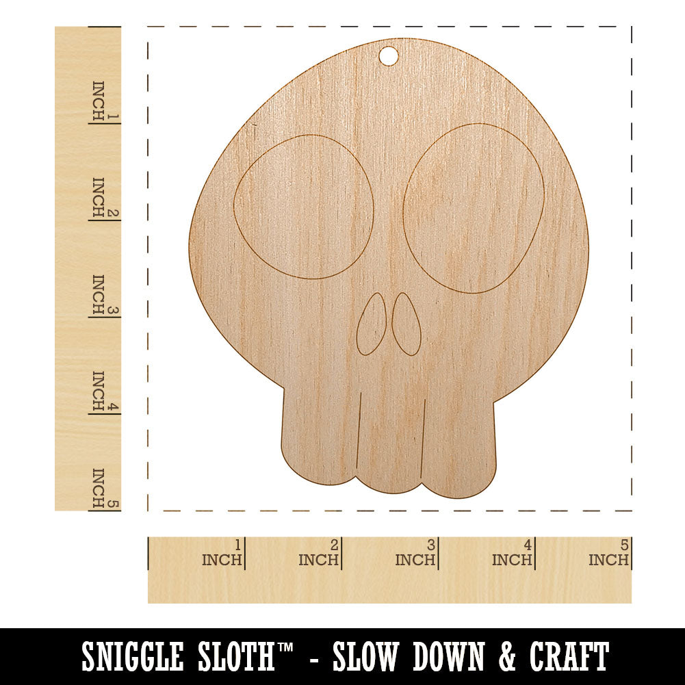 Fun Skull Unfinished Craft Wood Holiday Christmas Tree DIY Pre-Drilled Ornament
