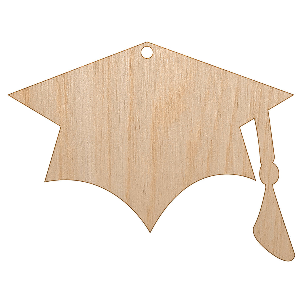 Graduation Cap Solid Unfinished Craft Wood Holiday Christmas Tree DIY Pre-Drilled Ornament