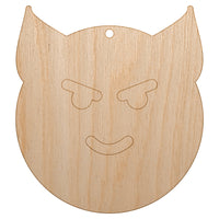Happy Devil Face Emoticon Unfinished Craft Wood Holiday Christmas Tree DIY Pre-Drilled Ornament