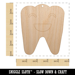 Happy Smiling Tooth Dentist Unfinished Craft Wood Holiday Christmas Tree DIY Pre-Drilled Ornament