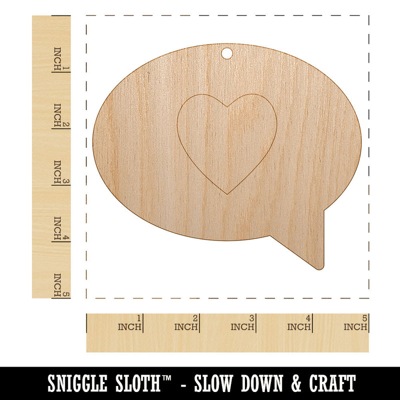 Heart Love in Text Callout Unfinished Craft Wood Holiday Christmas Tree DIY Pre-Drilled Ornament
