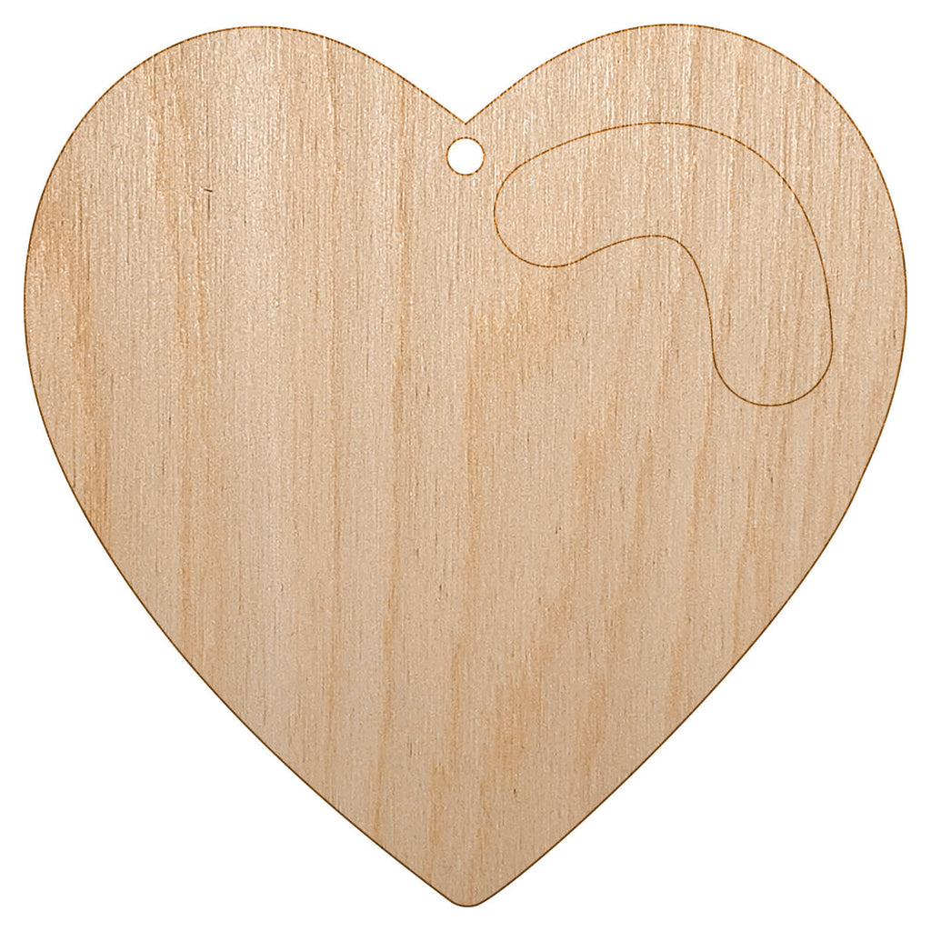 Heart with Swoop Unfinished Craft Wood Holiday Christmas Tree DIY Pre-Drilled Ornament