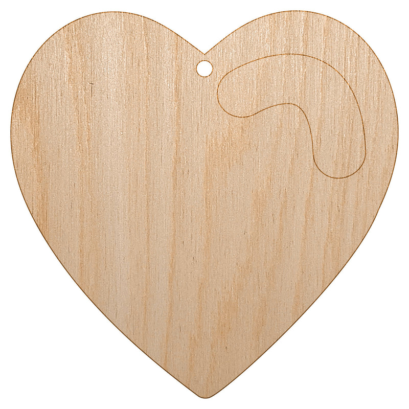 Heart with Swoop Unfinished Craft Wood Holiday Christmas Tree DIY Pre-Drilled Ornament