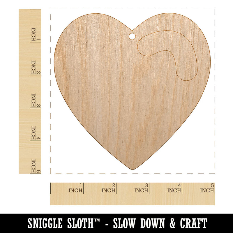 Heart with Swoop Unfinished Craft Wood Holiday Christmas Tree DIY Pre-Drilled Ornament