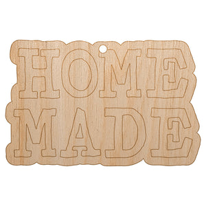 Home Made Fun Text Unfinished Craft Wood Holiday Christmas Tree DIY Pre-Drilled Ornament