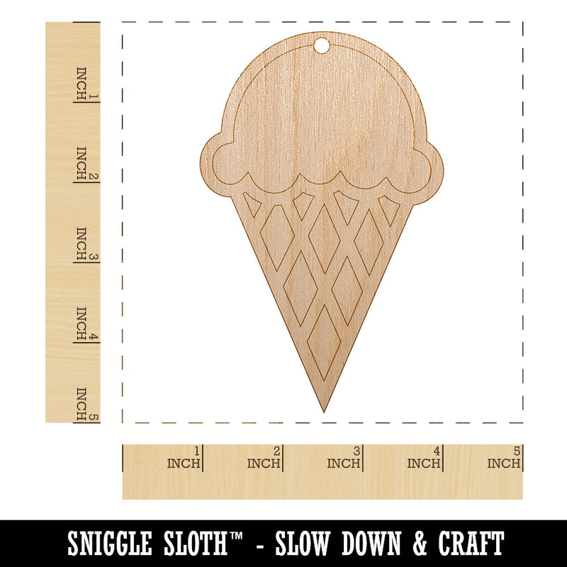 Ice Cream Cone Unfinished Craft Wood Holiday Christmas Tree DIY Pre-Drilled Ornament