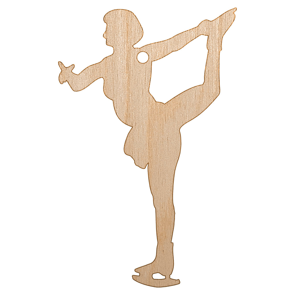 Ice Skating Skater Solid Unfinished Craft Wood Holiday Christmas Tree DIY Pre-Drilled Ornament