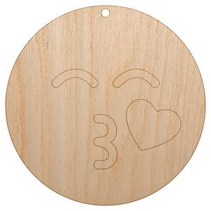 Kiss Face Heart Love Emoticon Unfinished Craft Wood Holiday Christmas Tree DIY Pre-Drilled Ornament