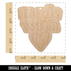 Made with Love Heart Unfinished Craft Wood Holiday Christmas Tree DIY Pre-Drilled Ornament