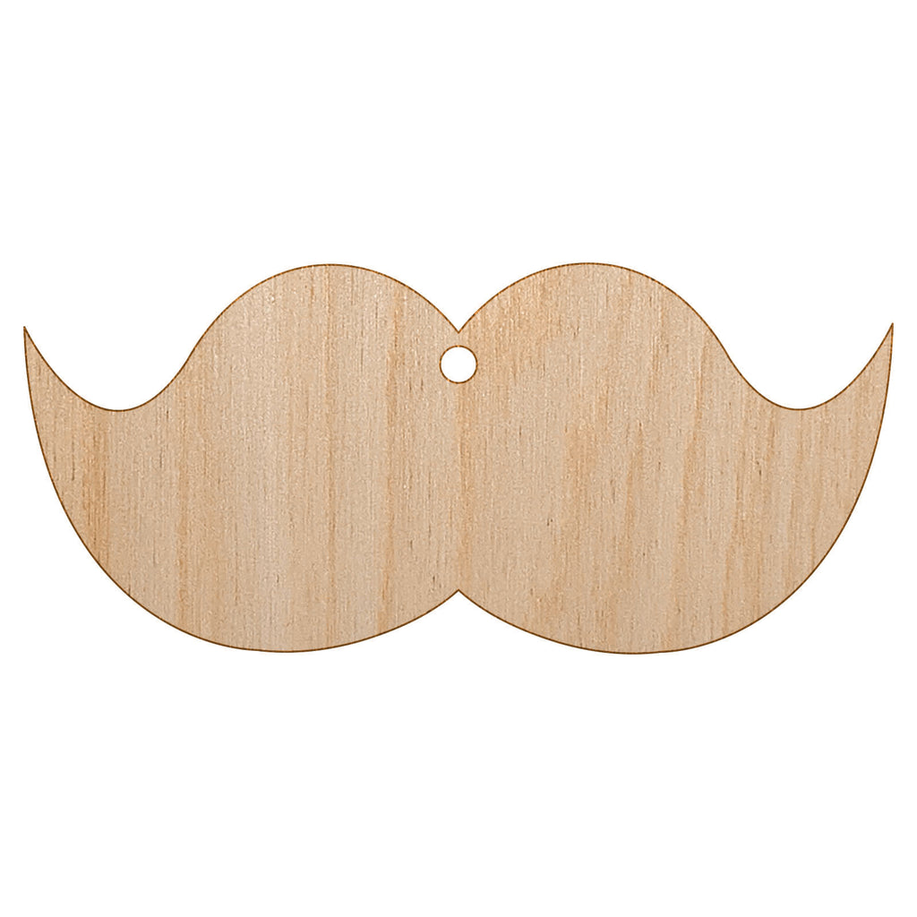 Mustache Solid Unfinished Craft Wood Holiday Christmas Tree DIY Pre-Drilled Ornament