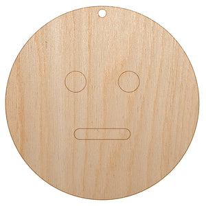Neutral Face Emoticon Unfinished Craft Wood Holiday Christmas Tree DIY Pre-Drilled Ornament